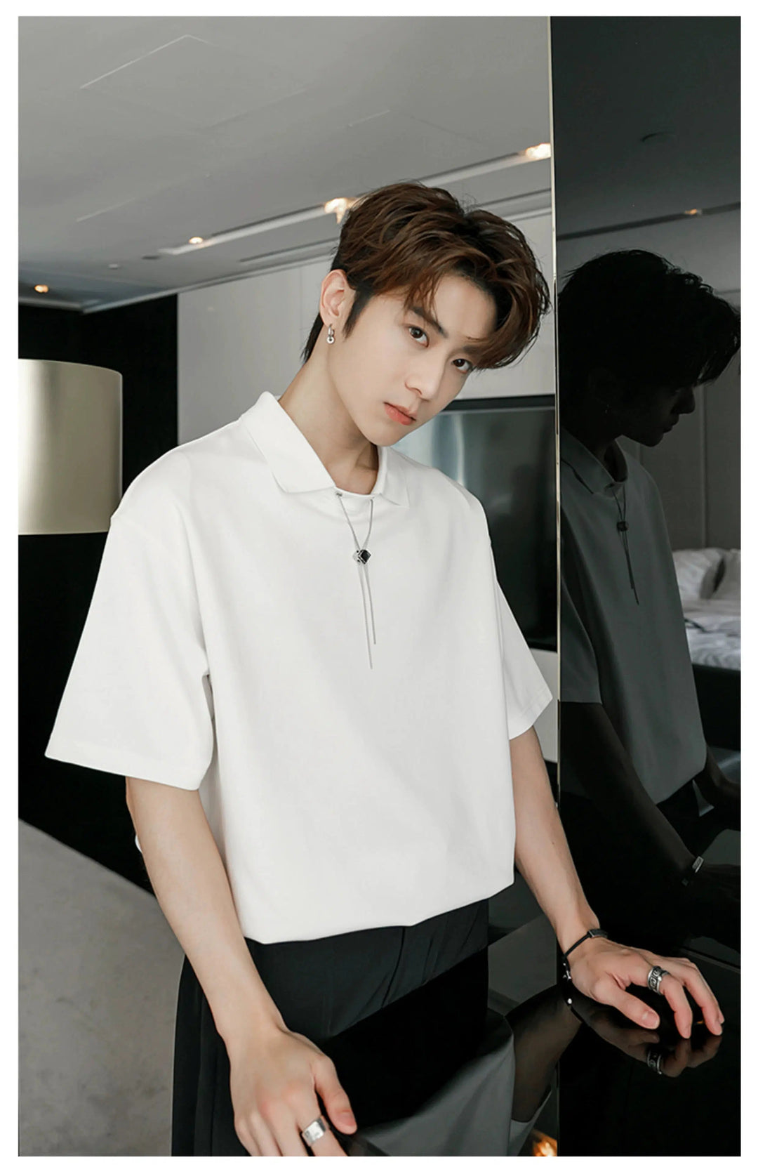 Chain T-shirt with Polo Collar