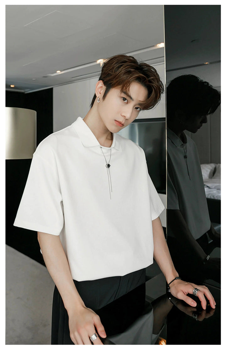 Chain T-shirt with Polo Collar