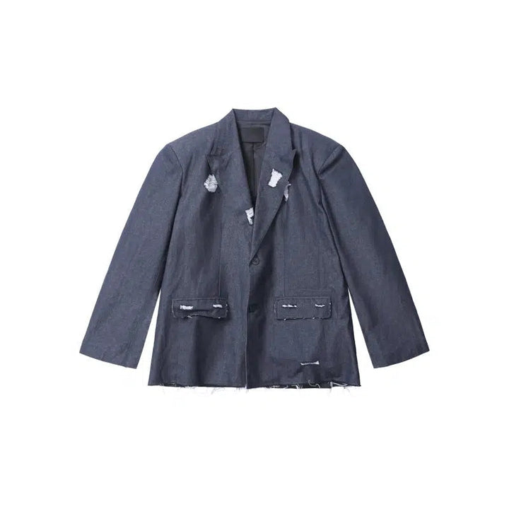 Chambray Blazer & Wide-Leg Pants Denim Suit
