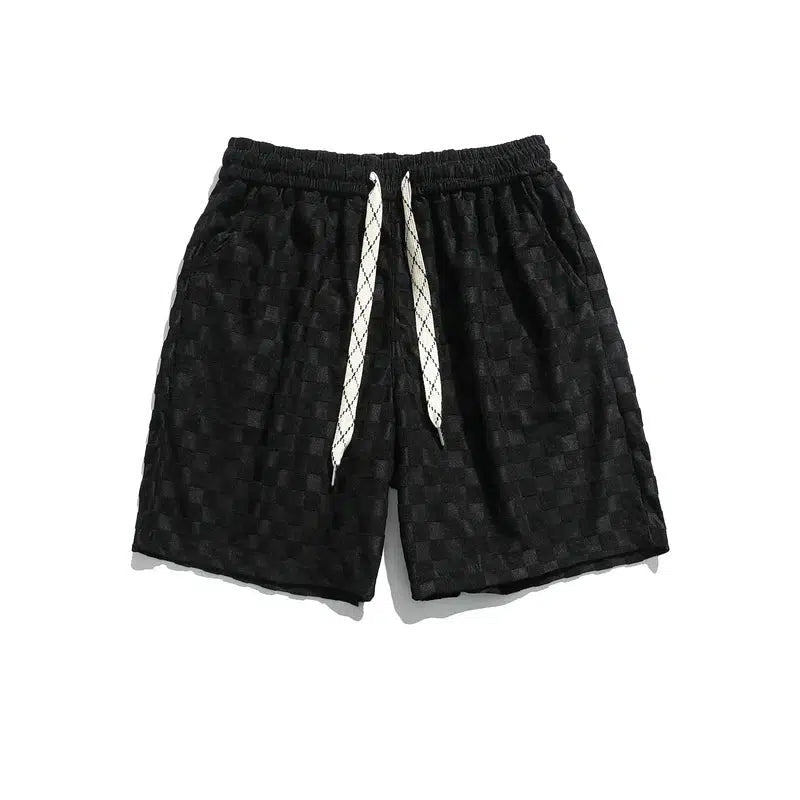 Checked Drawstring Shorts