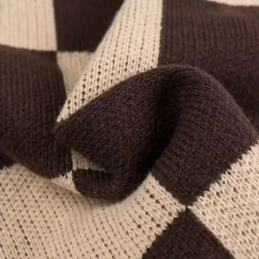 Checkered Knit Sweater