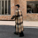 Checkered Wool Coat with Scarf