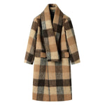 Checkered Wool Coat with Scarf