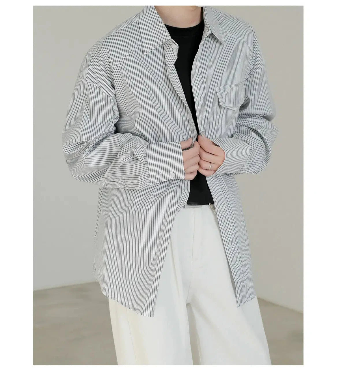 Chest Pocket Striped Button-Up Shirt