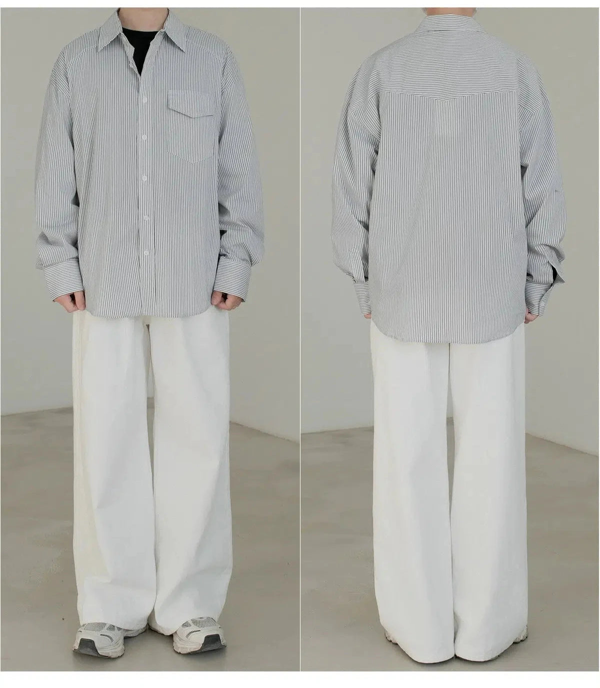 Chest Pocket Striped Button-Up Shirt