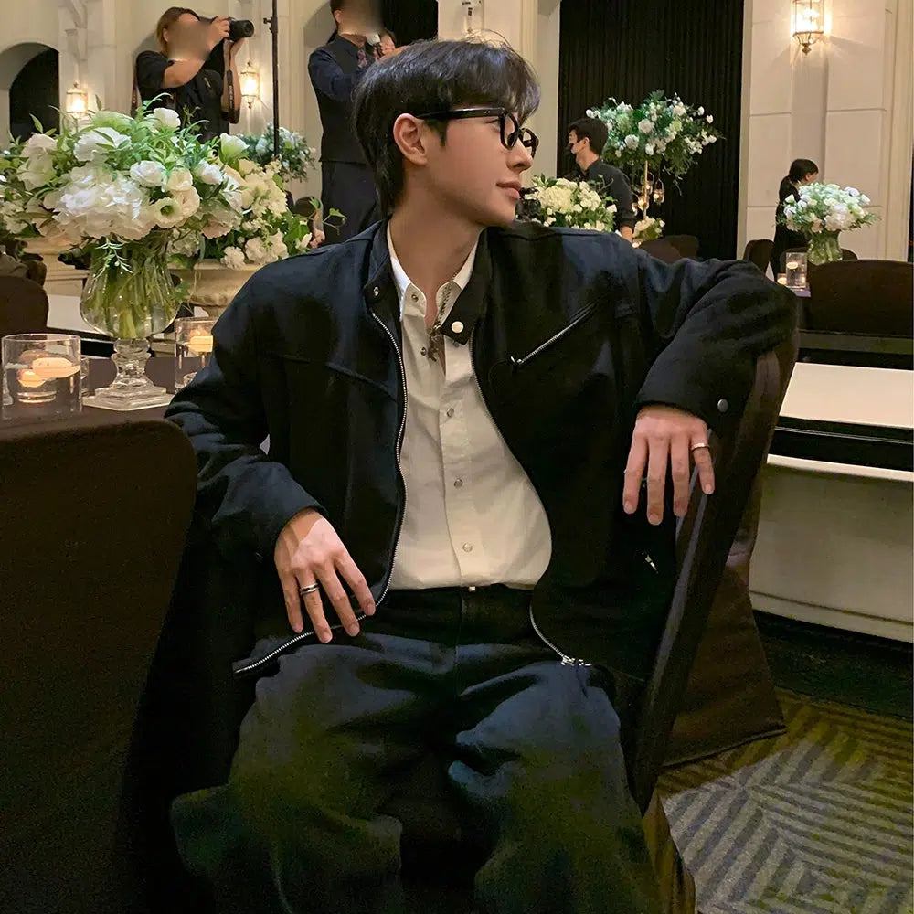 Chest Pockets Casual Button-Up Jacket