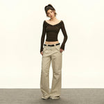 Chic Ruffled Neckline Long Sleeve Pullover