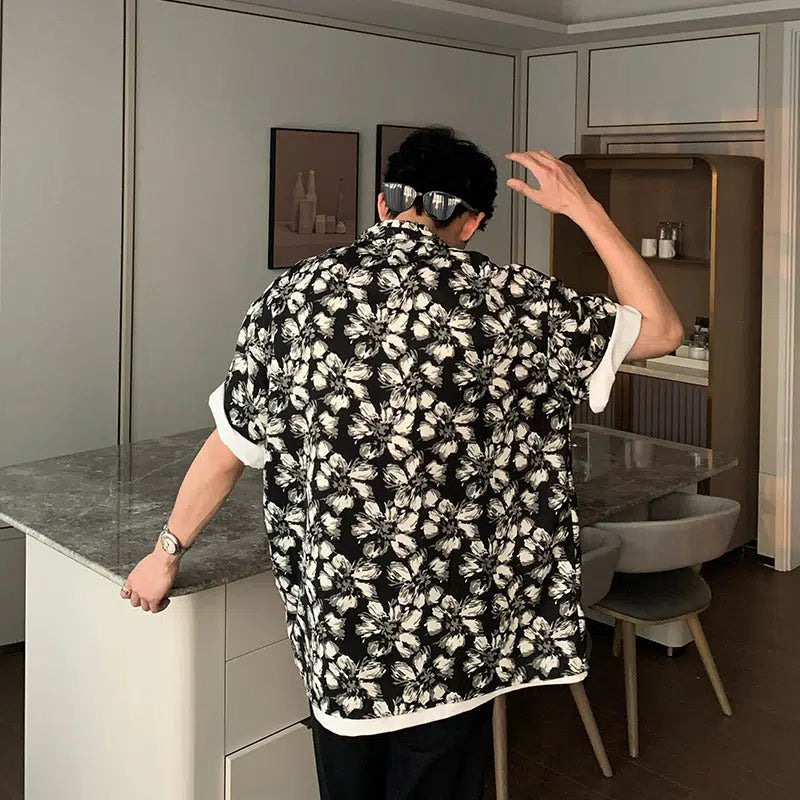 Chiffon Short Sleeve Floral Shirt