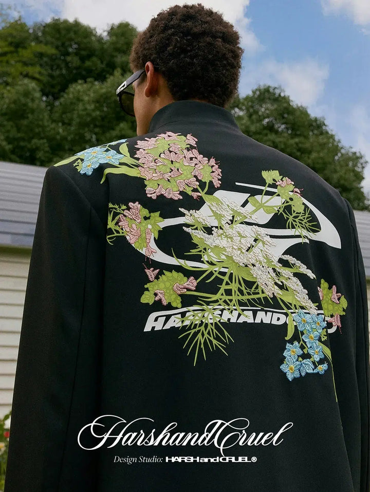 Chinese Style Zhongshan Collar Embroidered Jacket
