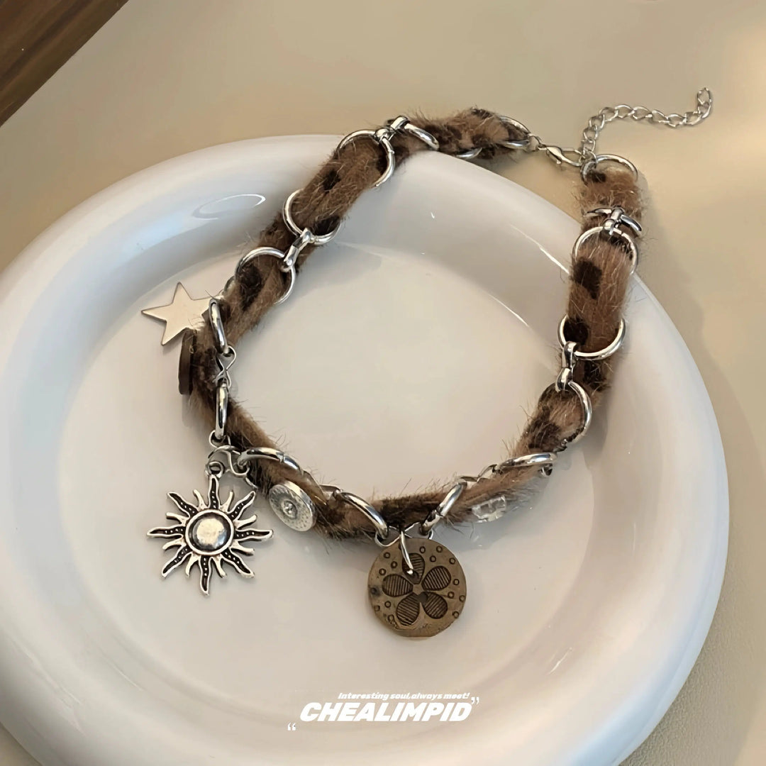 Star and Moon Pendant Choker