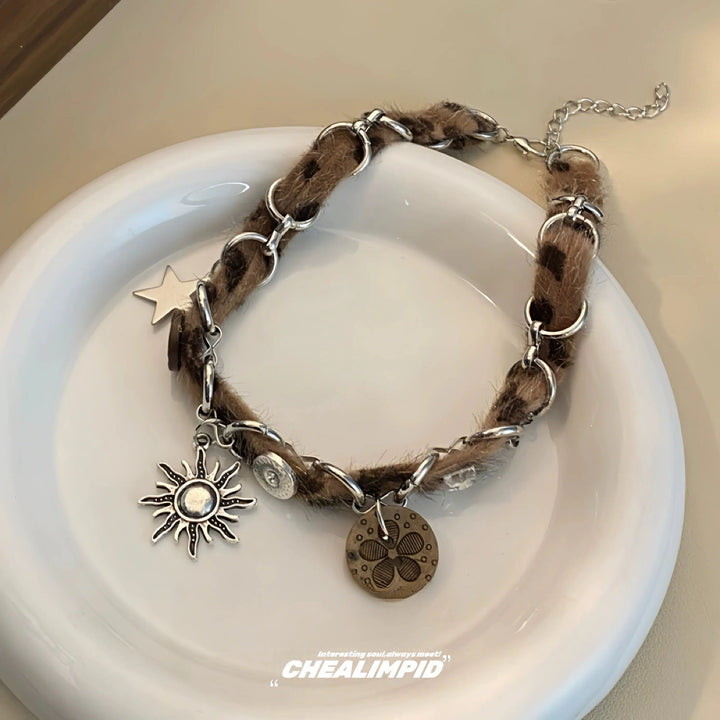 Star and Moon Pendant Choker