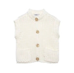 Chunky Knit Button-Up Pockets Vest