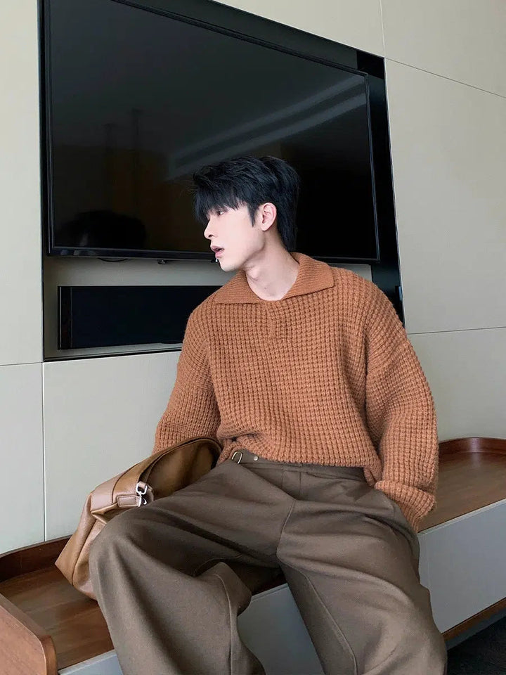 Chunky Knit Lapel Sweater