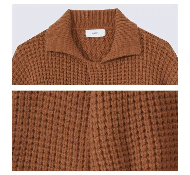 Chunky Knit Lapel Sweater