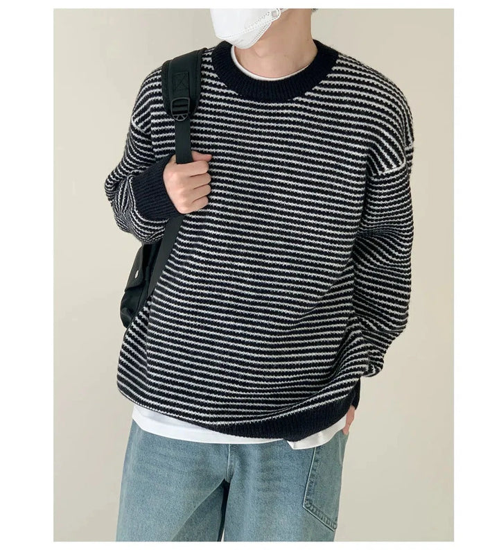 Classic Black And White Striped Sweater
