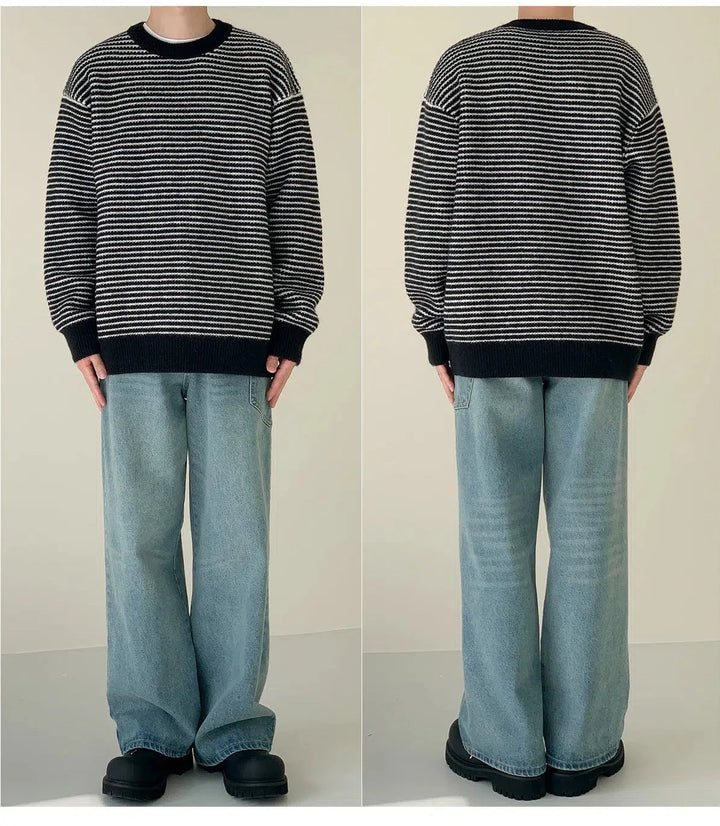 Classic Black And White Striped Sweater