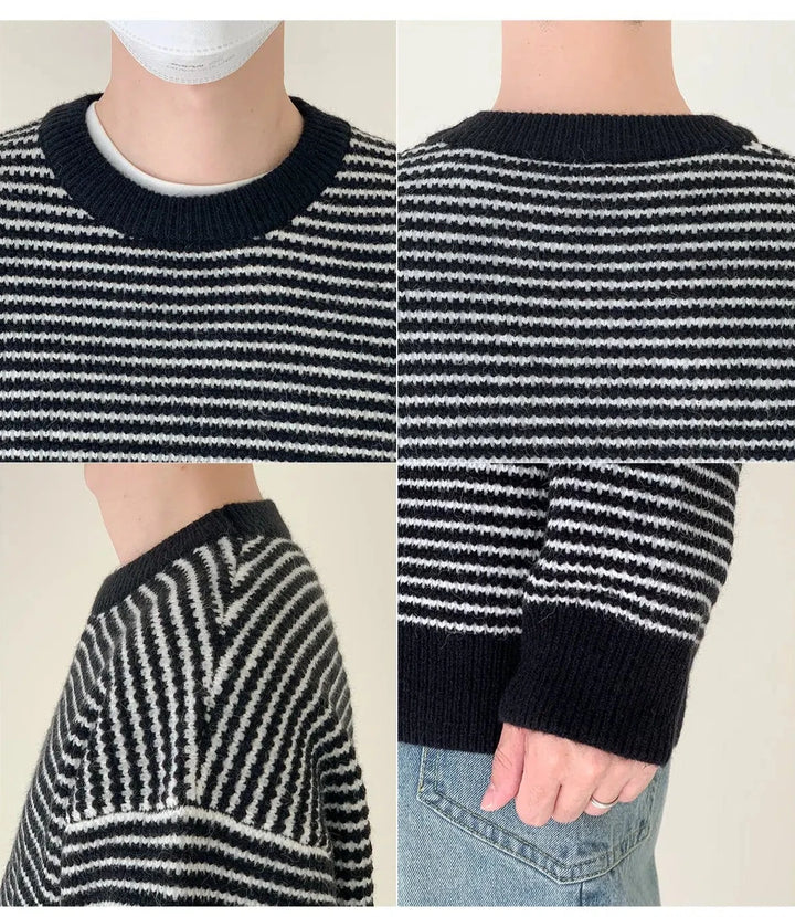 Classic Black And White Striped Sweater