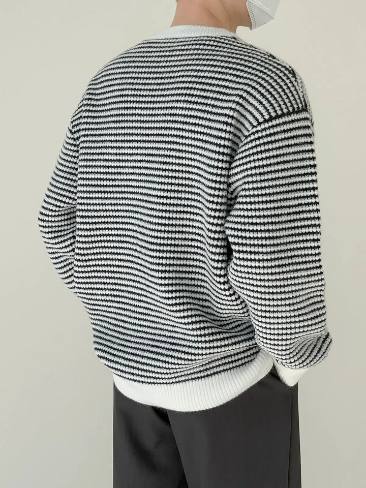 Classic Black And White Striped Sweater