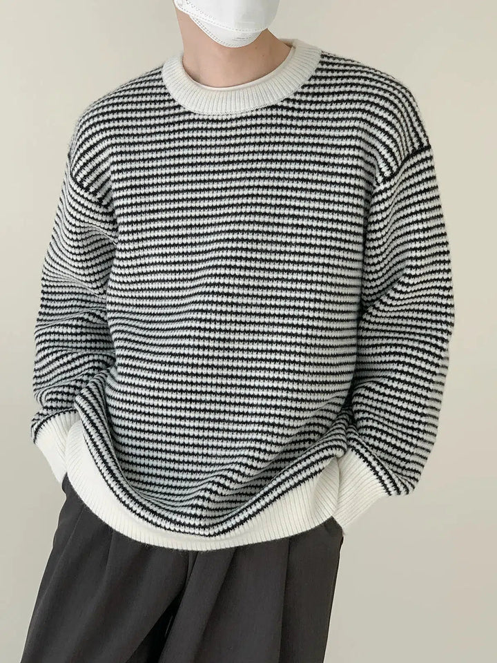 Classic Black And White Striped Sweater