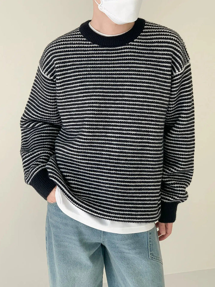 Classic Black And White Striped Sweater