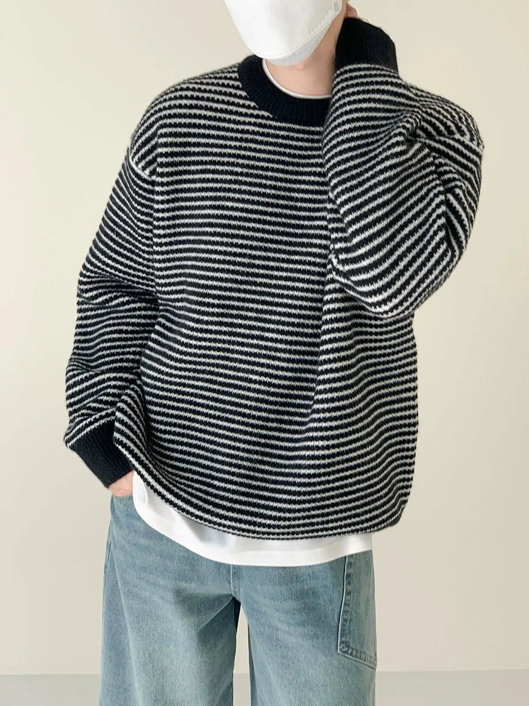 Classic Black And White Striped Sweater