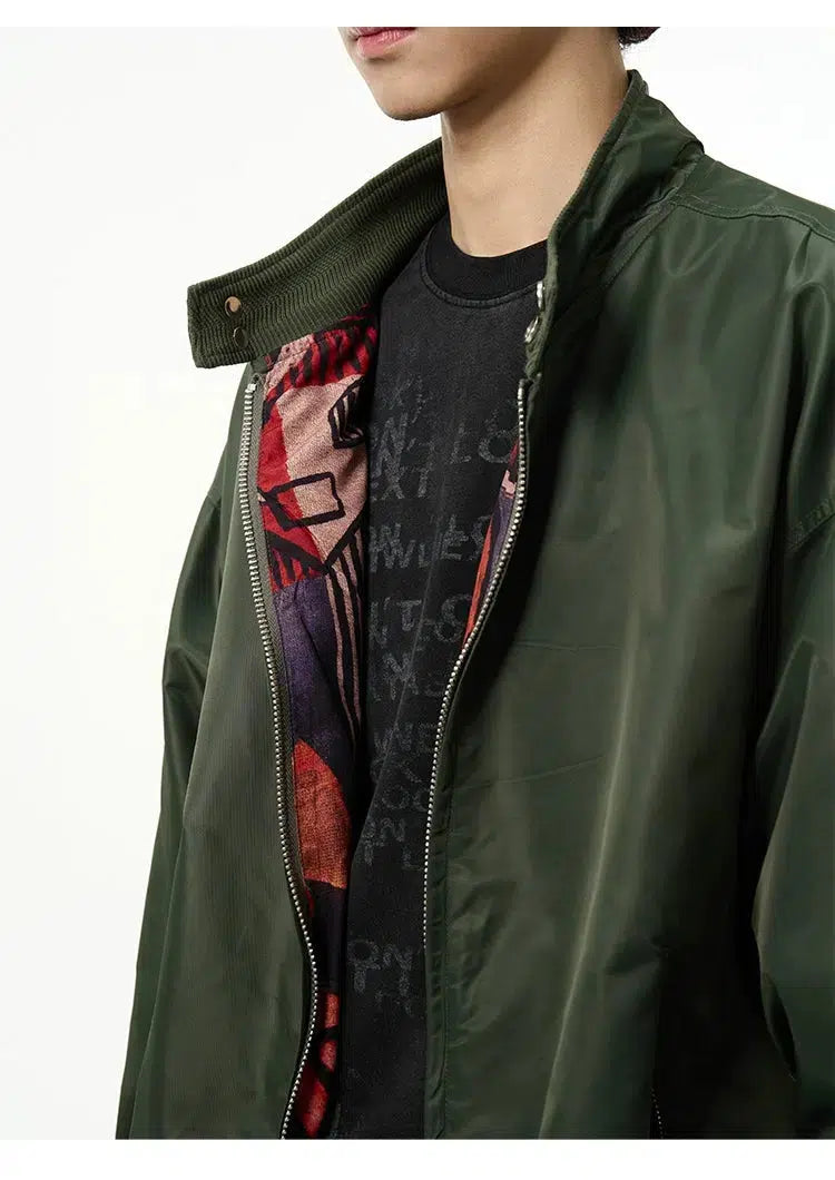 Classic Bomber Jacket with Zip-Up Front