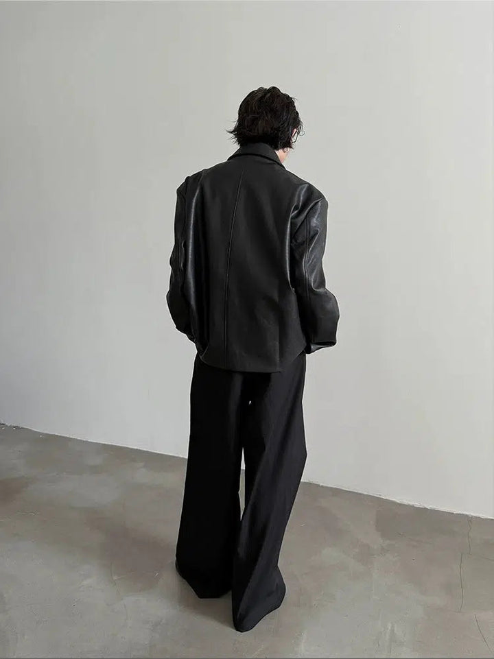 Classic Button Closure Leather Jacket