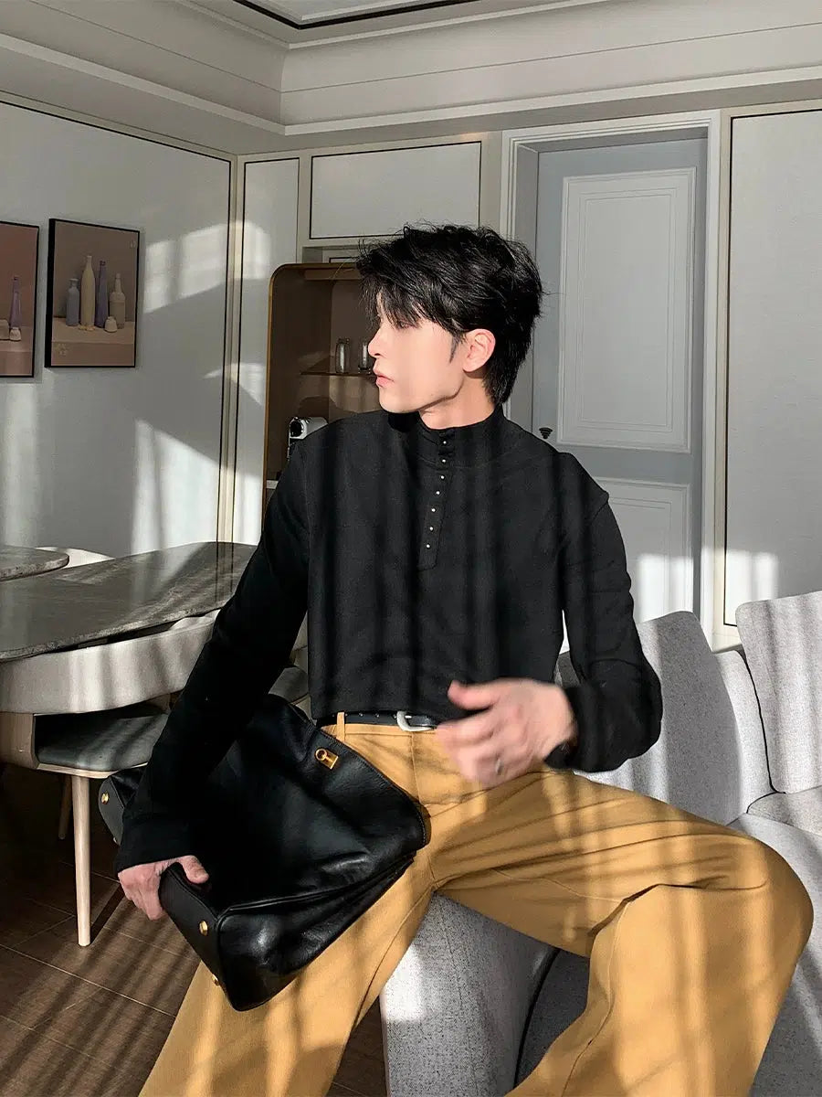 Classic Button-Down Long Sleeve T-Shirt