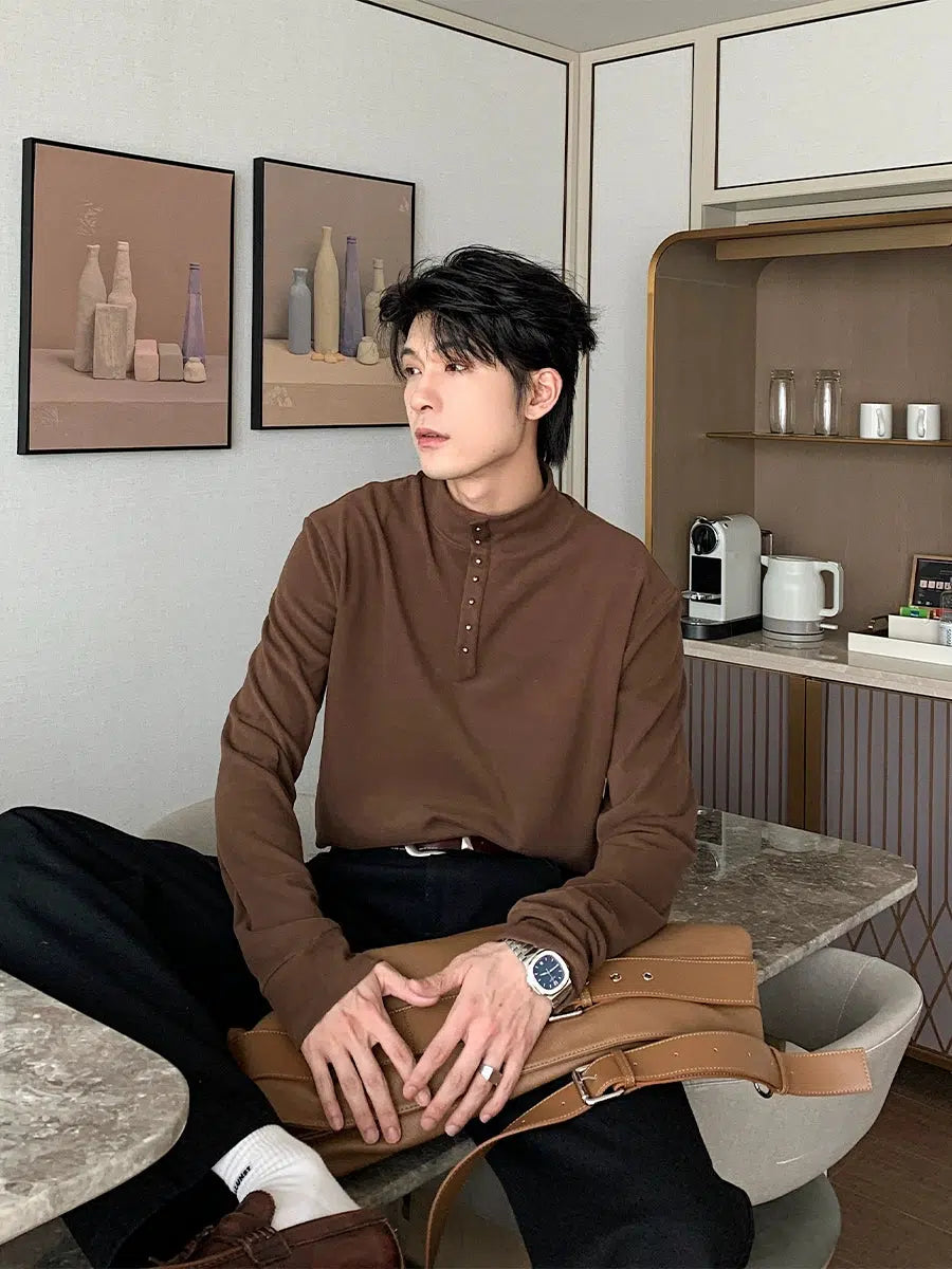 Classic Button-Down Long Sleeve T-Shirt