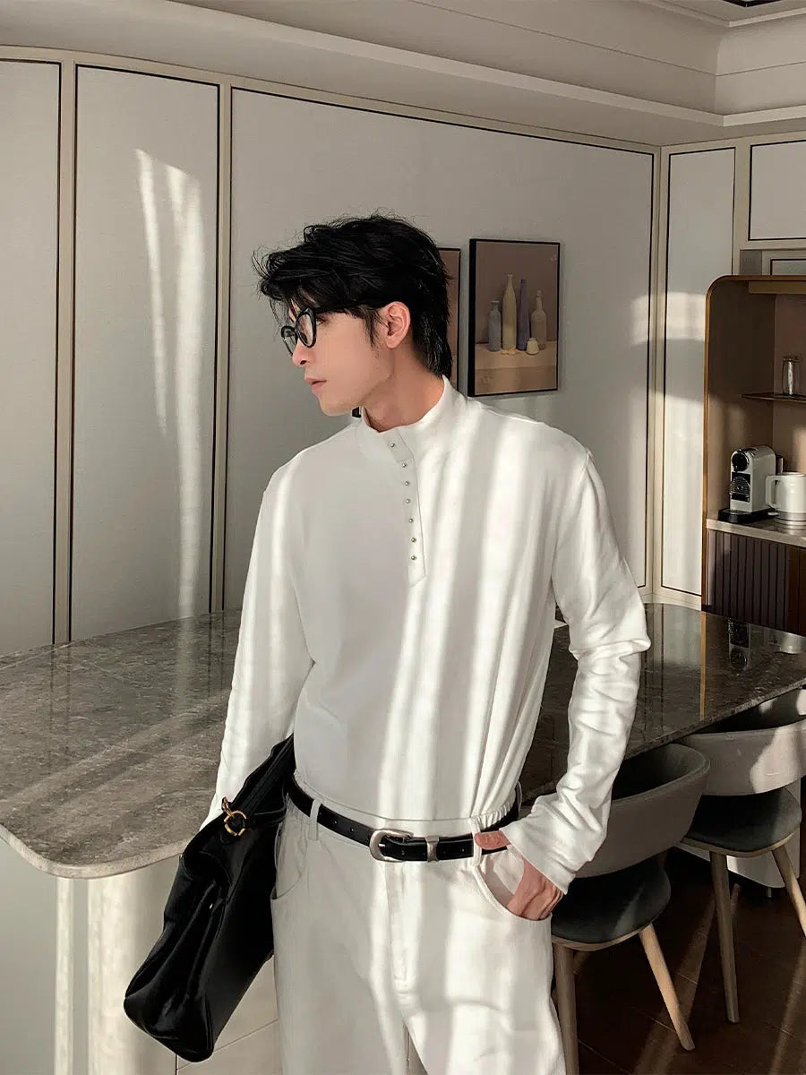 Classic Button-Down Long Sleeve T-Shirt