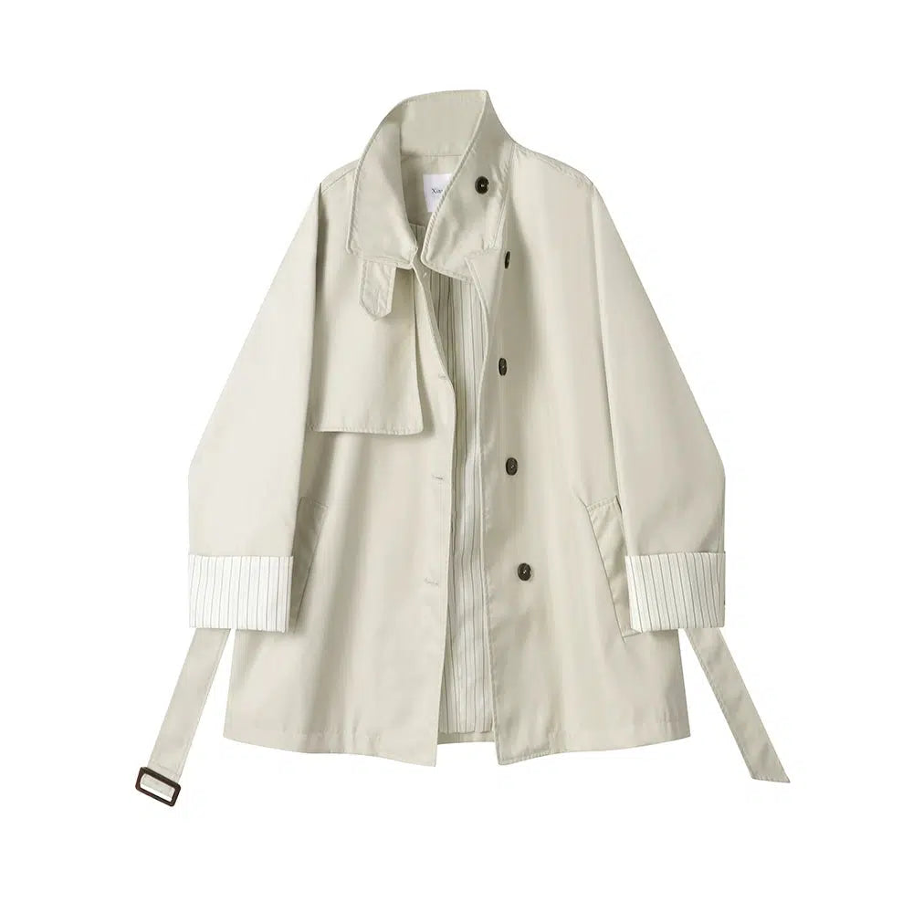 Classic Button-Up Trench Coat with Belt