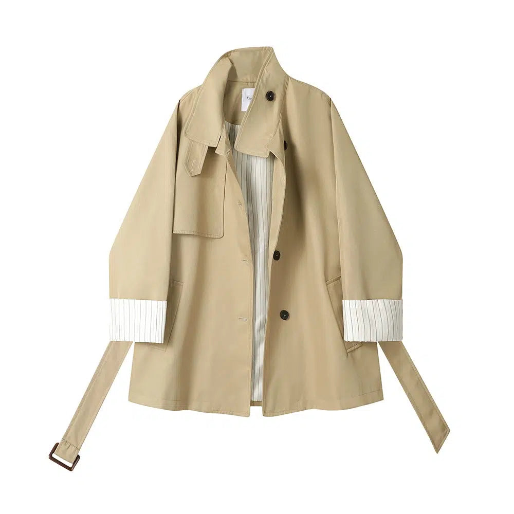 Classic Button-Up Trench Coat with Belt
