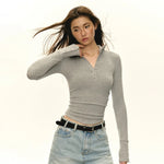 Classic Fit Collared Pullover with Button Detail