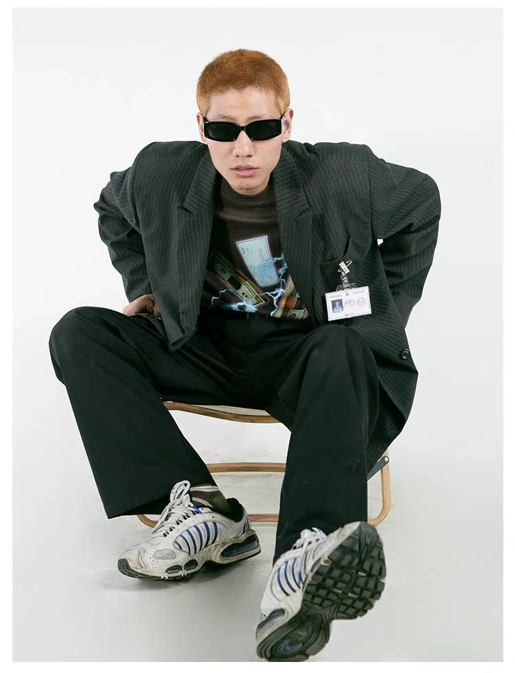 Classic Pinstripe Blazer Jacket