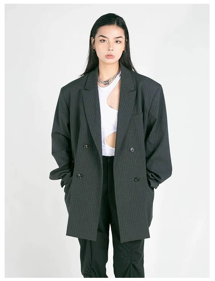 Classic Pinstripe Blazer Jacket