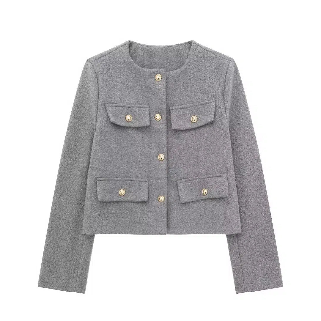 Classic Pockets Buttoned Jacket