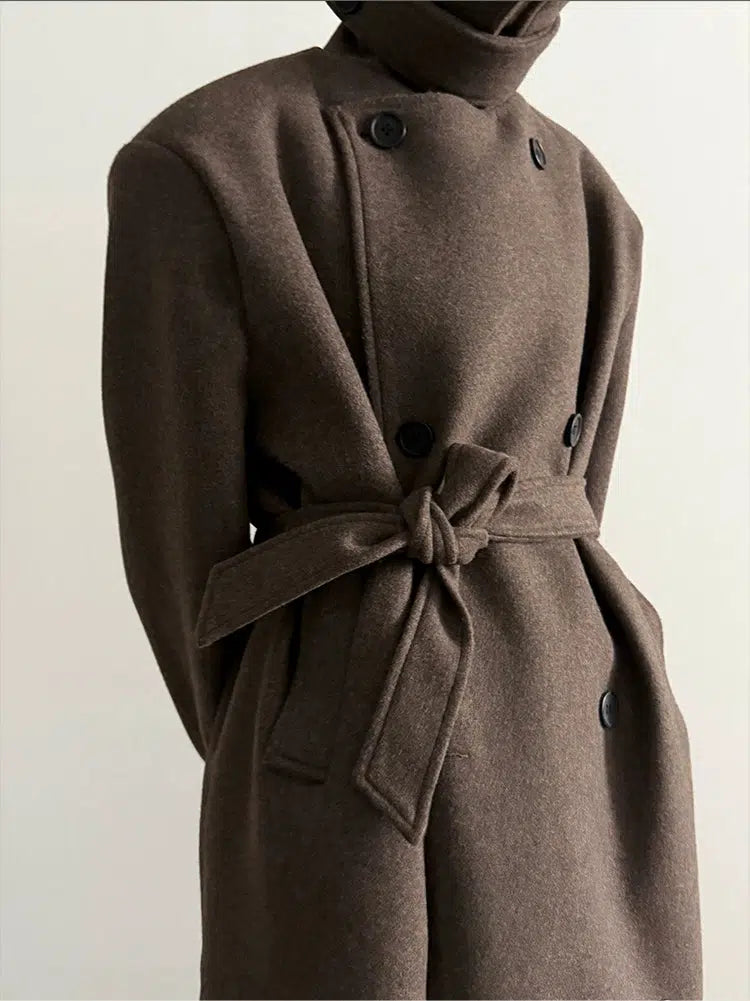 Classic Woolen Double-Breasted Coat