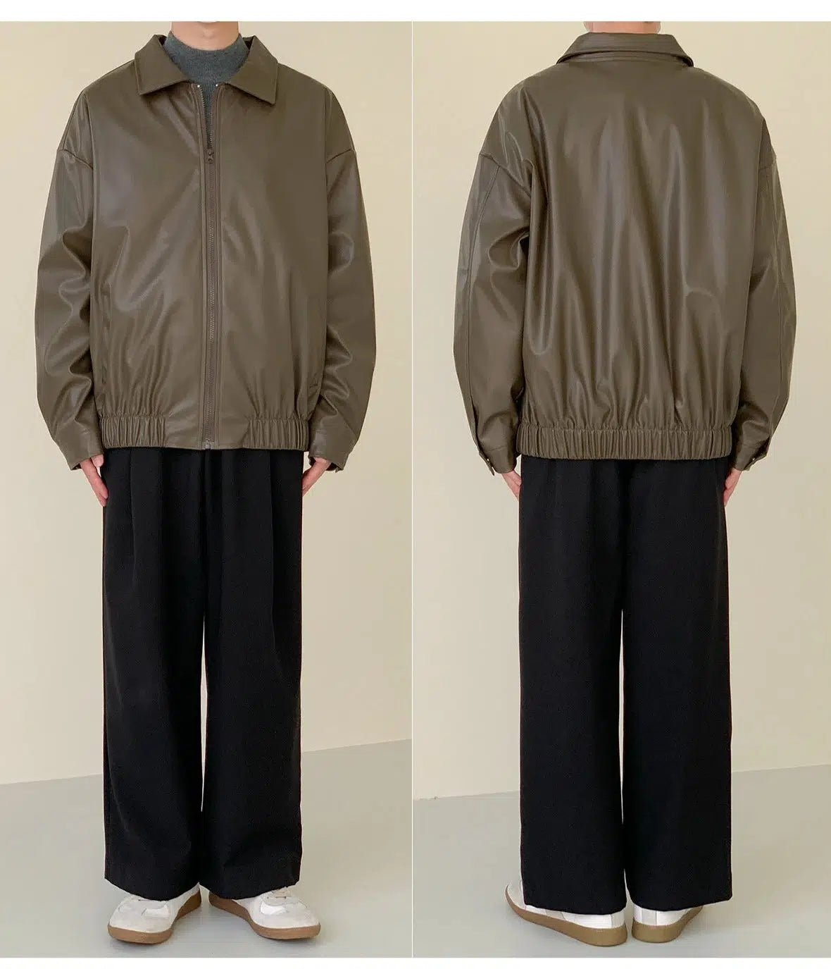 Classic Zip Lapel PU Leather Jacket