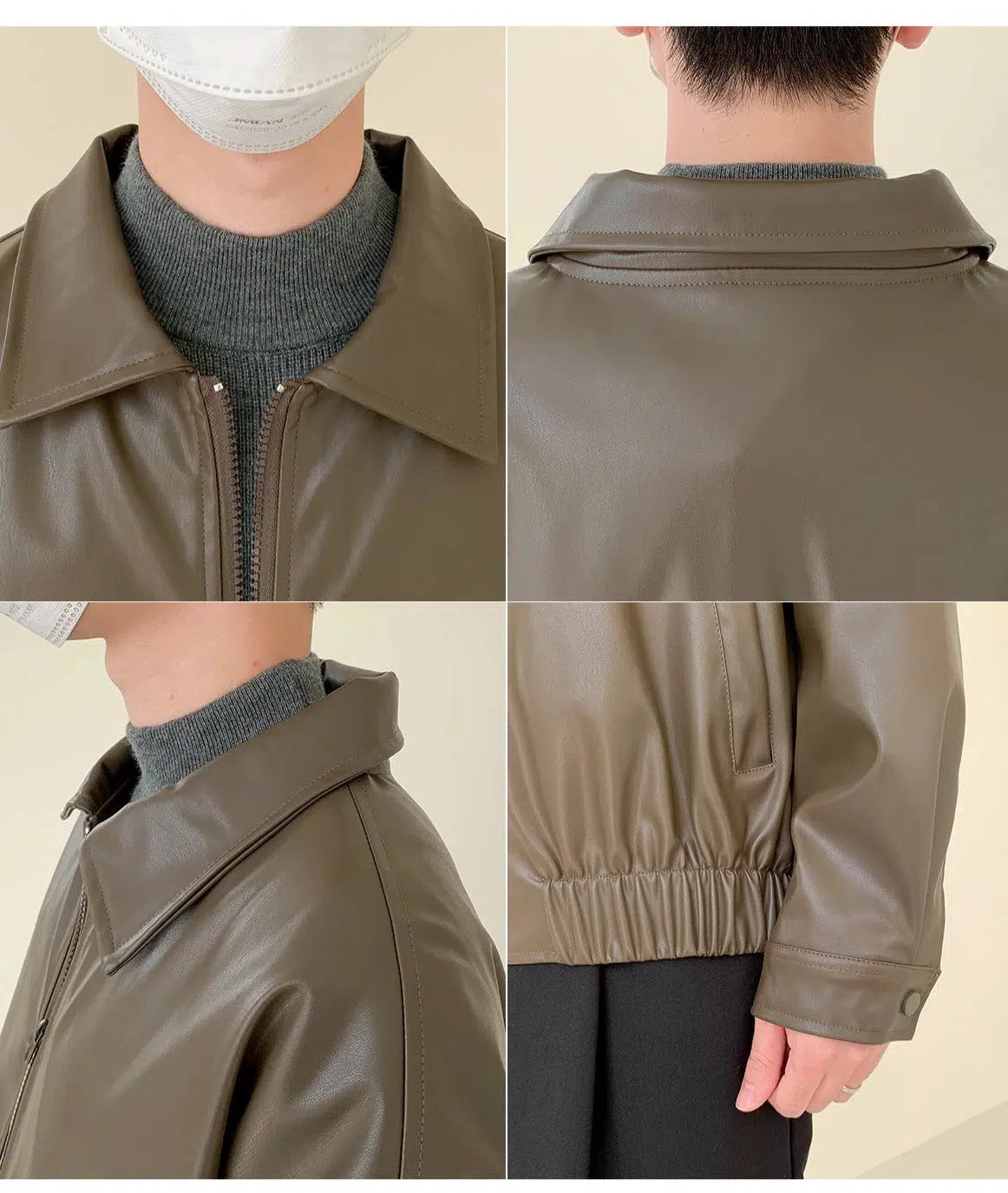 Classic Zip Lapel PU Leather Jacket