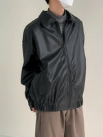 Classic Zip Lapel PU Leather Jacket