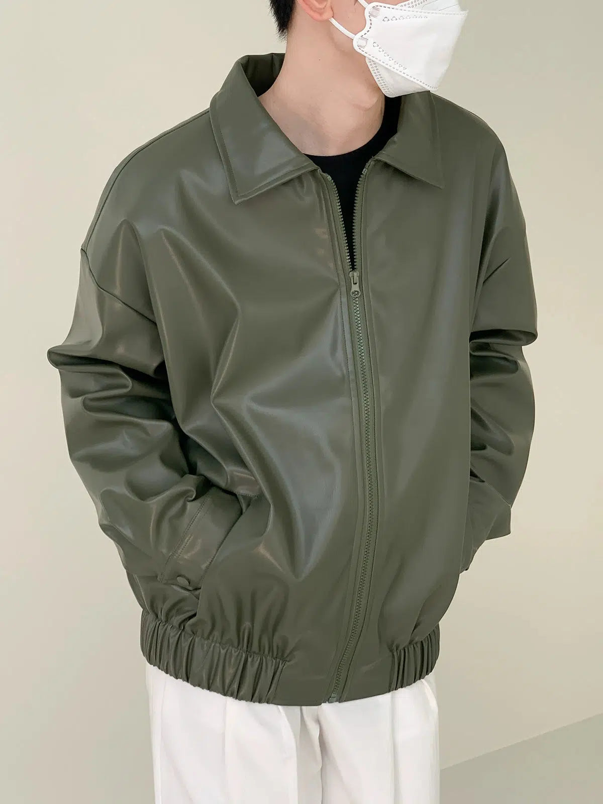 Classic Zip Lapel PU Leather Jacket