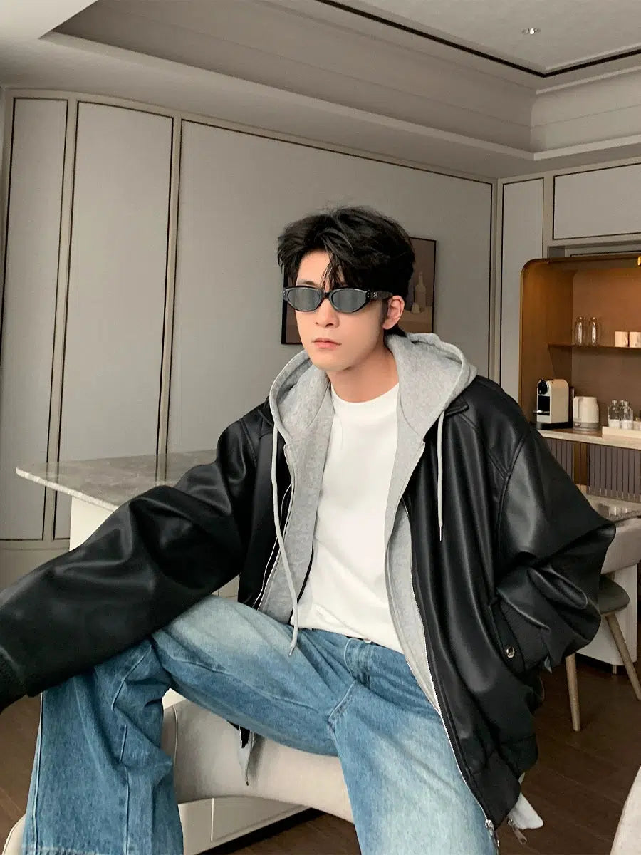 Classic-fit Leather Bomber Jacket