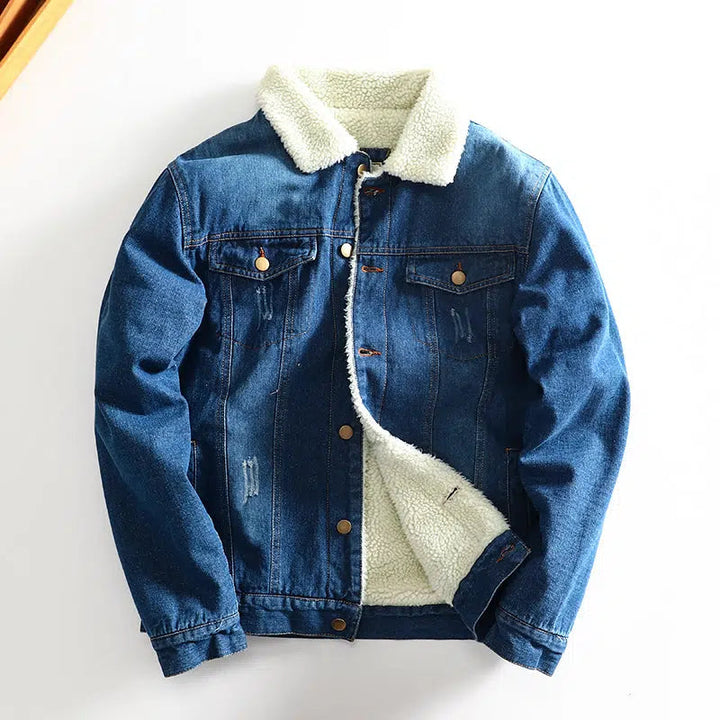 Claw Scratch Retro Velvet Denim Jacket