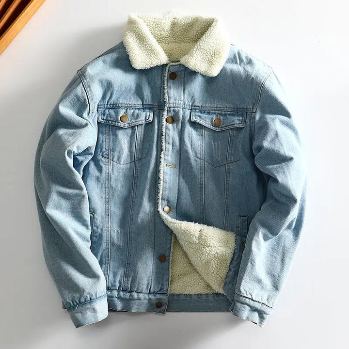 Claw Scratch Retro Velvet Denim Jacket