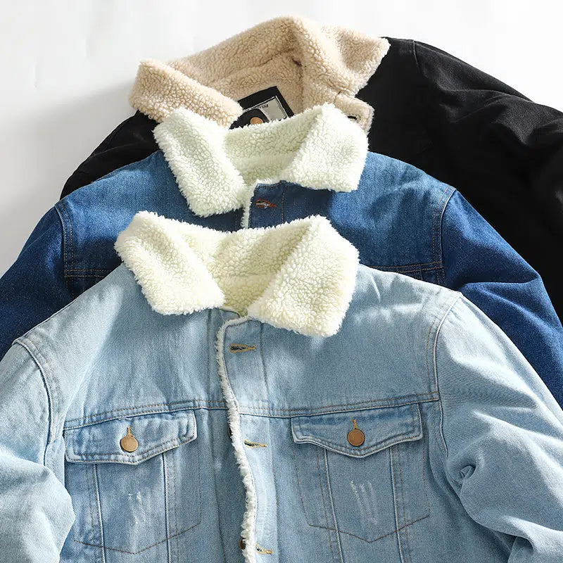 Claw Scratch Retro Velvet Denim Jacket