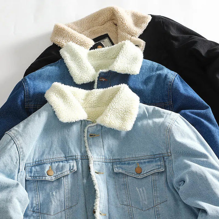Claw Scratch Retro Velvet Denim Jacket