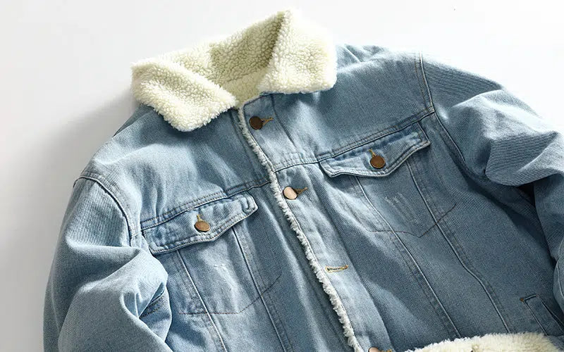 Claw Scratch Retro Velvet Denim Jacket