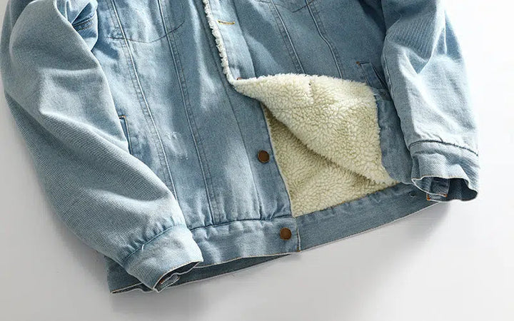 Claw Scratch Retro Velvet Denim Jacket