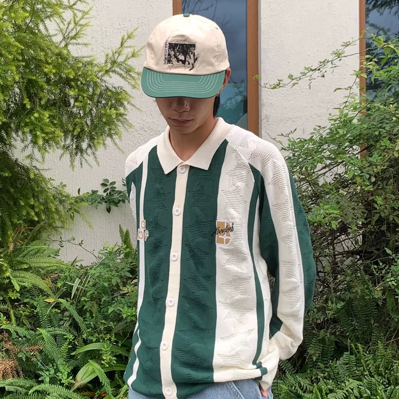 762631:28314,6115304106982,762631:28315,6115304106983,762631:28316,6115304106984,762631:28317,6115304106985,6115304106982, Retro Colorblock Button-Up Knit Cardigan Sweater