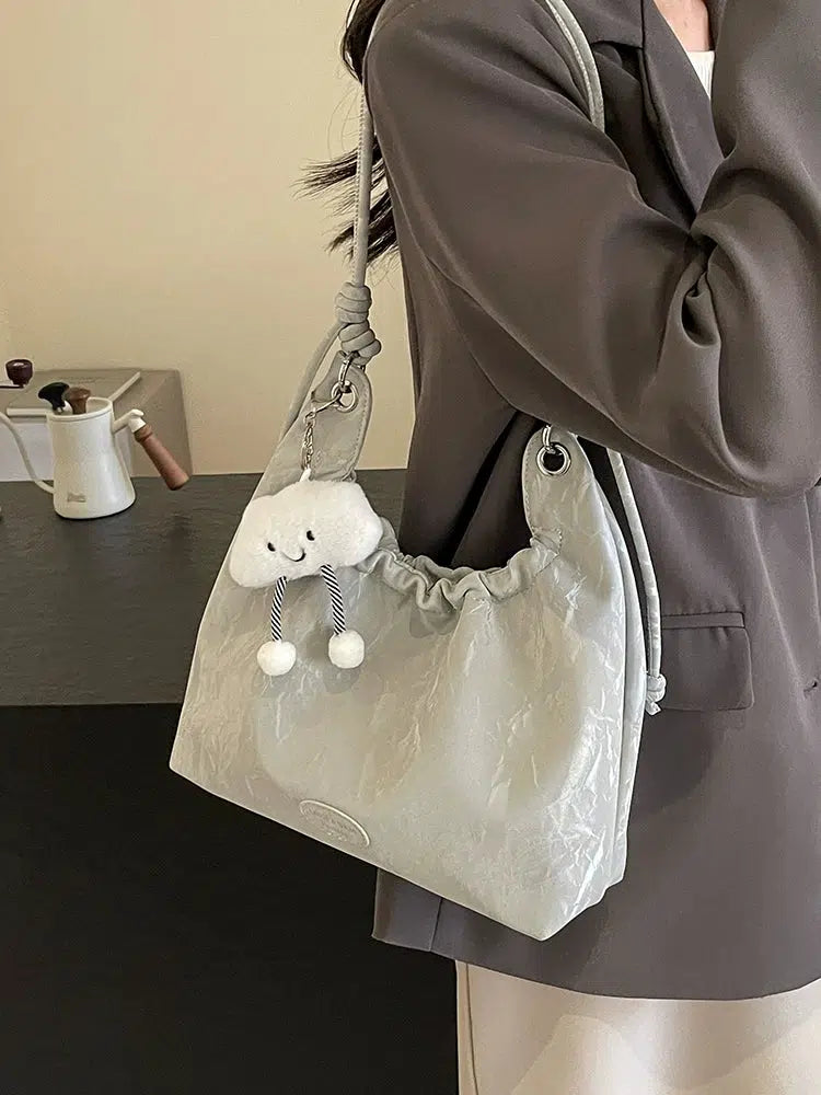Cloud Charm Drawstring Shoulder Bag